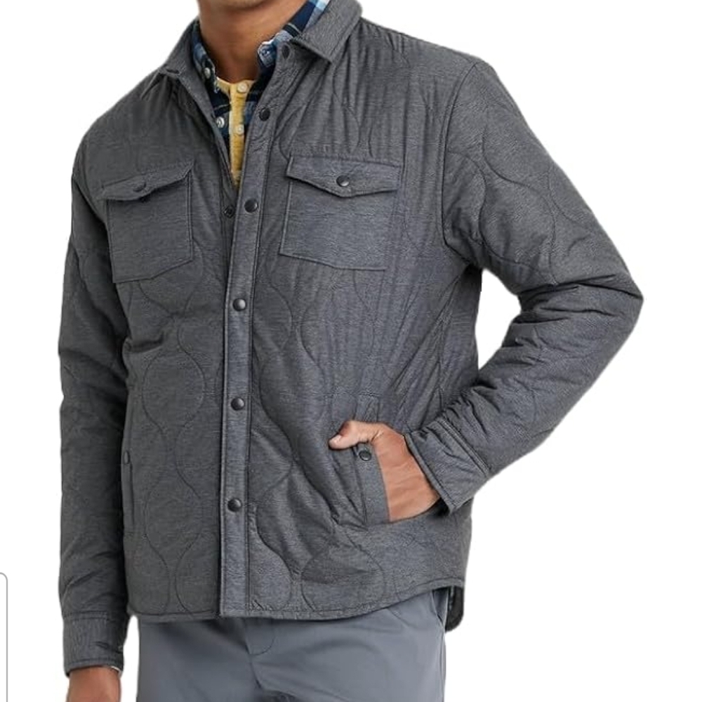 Goodfellow & Co Quilted Gray Button-Front Shirt Jacket XXL
